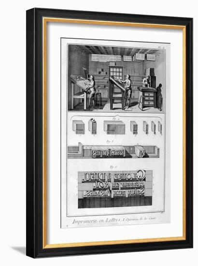 Interior of a Printing Works, Type Setting, 1751-1777-Denis Diderot-Framed Giclee Print