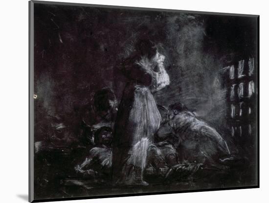 Interior of a Prison, 1819 (Drawing)-Francisco Jose de Goya y Lucientes-Mounted Giclee Print