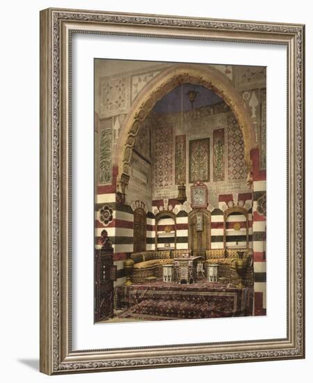 Interior of a Reception Room in a Fine House, Damascus, C.1880-1900-null-Framed Photographic Print