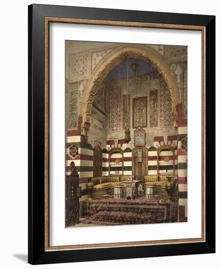 Interior of a Reception Room in a Fine House, Damascus, C.1880-1900-null-Framed Photographic Print