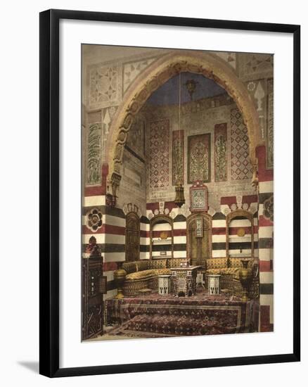 Interior of a Reception Room in a Fine House, Damascus, C.1880-1900-null-Framed Photographic Print