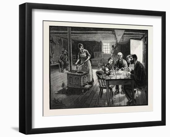 Interior of a Settler's Cabin, Canada, Nineteenth Century-null-Framed Giclee Print