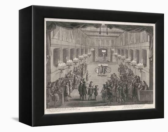 Interior of a Synagogue, The Rabbi Blesses the People-Dom Augustin Calmet-Framed Stretched Canvas
