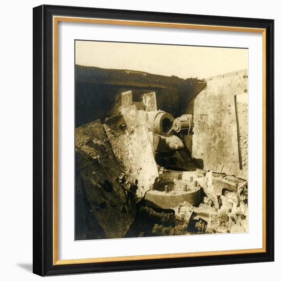 Interior of a tank which has been torn open, c1914-c1918-Unknown-Framed Photographic Print