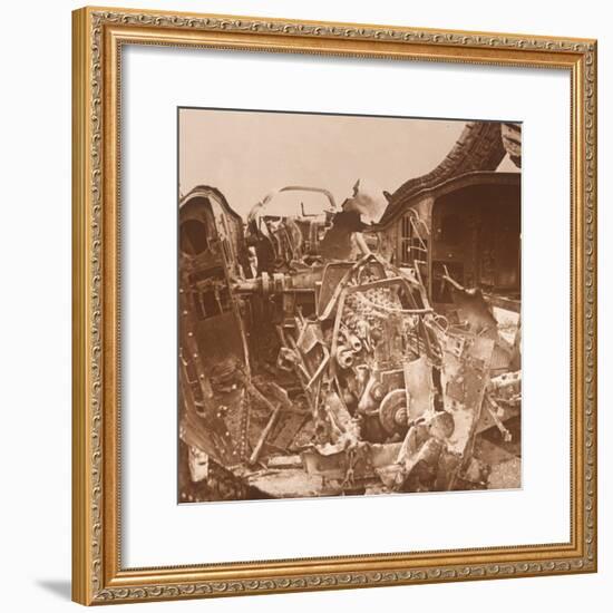 Interior of a tank which has been torn open, c1914-c1918-Unknown-Framed Photographic Print