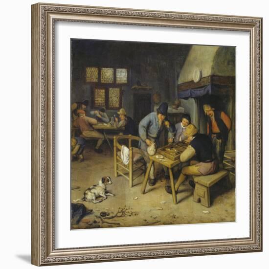 Interior of a Tavern with Farmers Playing Backgammon and Cards. 1679-Cornelis Dusart-Framed Giclee Print