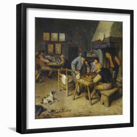 Interior of a Tavern with Farmers Playing Backgammon and Cards. 1679-Cornelis Dusart-Framed Giclee Print