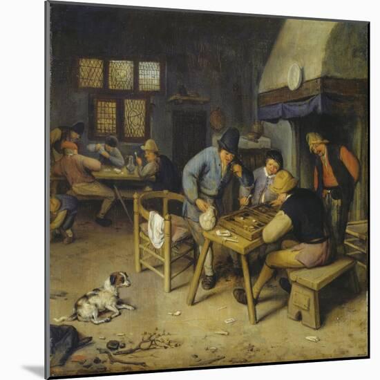 Interior of a Tavern with Farmers Playing Backgammon and Cards. 1679-Cornelis Dusart-Mounted Giclee Print