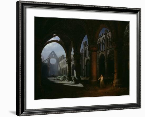 Interior of an Abbey in Ruins, 1848-Hippolyte Victor Valentin Sebron-Framed Giclee Print