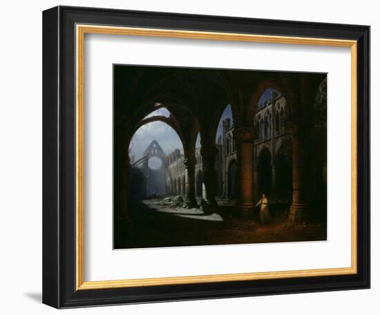 Interior of an Abbey in Ruins, 1848-Hippolyte Victor Valentin Sebron-Framed Giclee Print