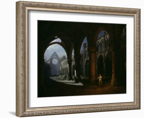 Interior of an Abbey in Ruins, 1848-Hippolyte Victor Valentin Sebron-Framed Giclee Print