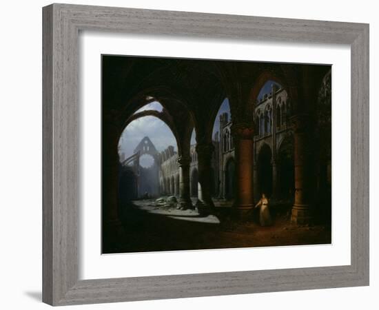 Interior of an Abbey in Ruins, 1848-Hippolyte Victor Valentin Sebron-Framed Giclee Print