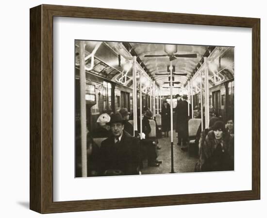 Interior of an Eighth Avenue subway carriage, New York, USA, early 1930s-Unknown-Framed Photographic Print
