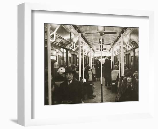 Interior of an Eighth Avenue subway carriage, New York, USA, early 1930s-Unknown-Framed Photographic Print