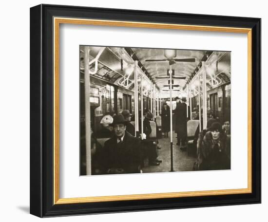 Interior of an Eighth Avenue subway carriage, New York, USA, early 1930s-Unknown-Framed Photographic Print