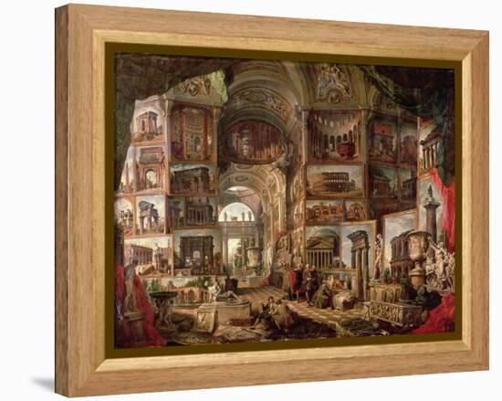 Interior of an Imaginary Picture Gallery-Giovanni Paolo Pannini-Framed Premier Image Canvas