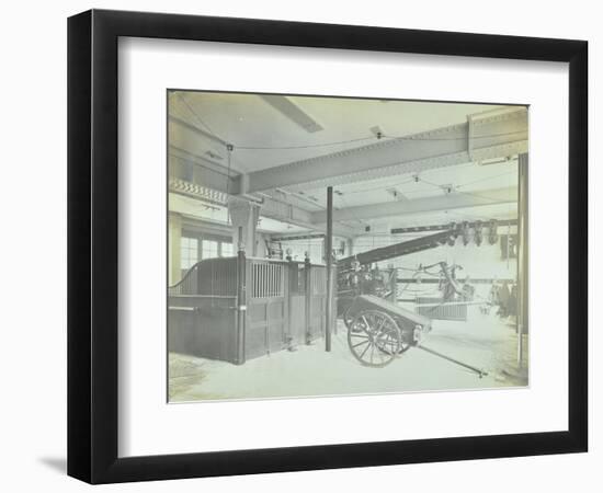 Interior of Appliance Room, Northcote Road Fire Station, Battersea, London, 1906-null-Framed Photographic Print