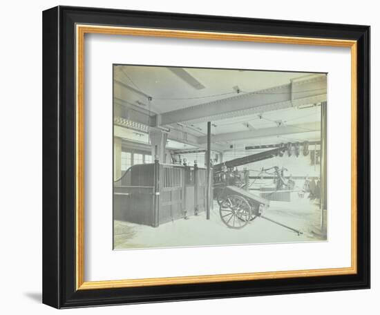 Interior of Appliance Room, Northcote Road Fire Station, Battersea, London, 1906-null-Framed Photographic Print