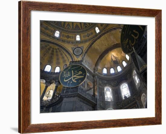 Interior of Aya Sofia Mosque, Sultanhamet, Istanbul, Turkey-Michele Falzone-Framed Photographic Print