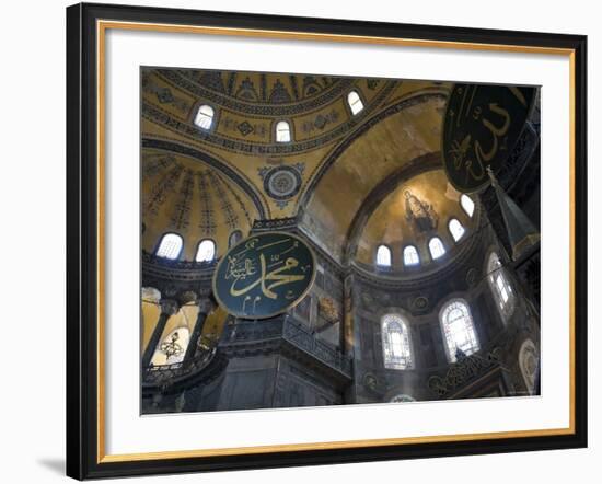 Interior of Aya Sofia Mosque, Sultanhamet, Istanbul, Turkey-Michele Falzone-Framed Photographic Print