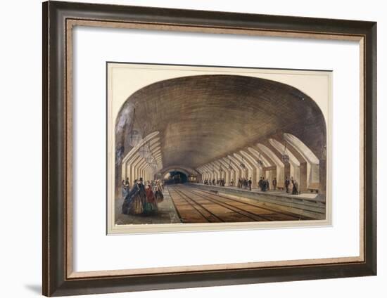 Interior of Baker Street Station showing platforms and an approaching train, London, c1865-Kell Brothers-Framed Giclee Print