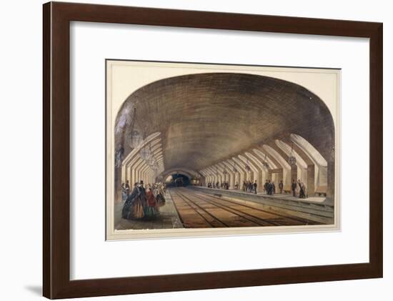 Interior of Baker Street Station showing platforms and an approaching train, London, c1865-Kell Brothers-Framed Giclee Print