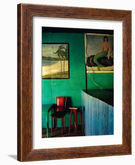 Interior of Bar with Mermaid Mural, Tela, Honduras-Jeffrey Becom-Framed Photographic Print