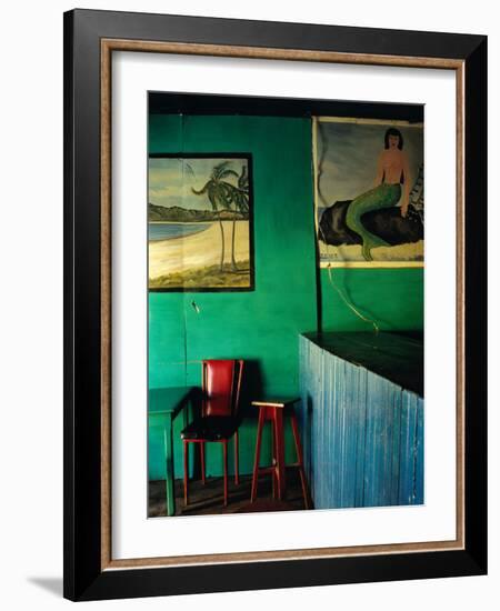 Interior of Bar with Mermaid Mural, Tela, Honduras-Jeffrey Becom-Framed Photographic Print