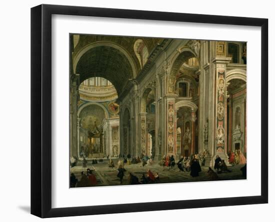 Interior of Basilica of St Peters, Rome-Giovanni Paolo Pannini-Framed Giclee Print