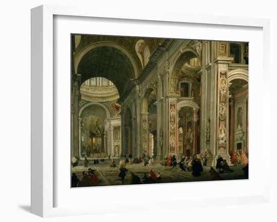 Interior of Basilica of St Peters, Rome-Giovanni Paolo Pannini-Framed Giclee Print