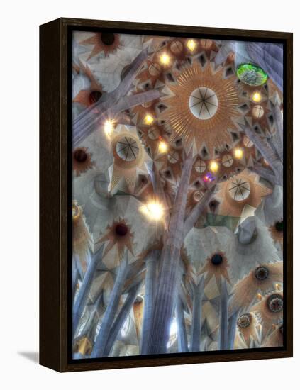 Interior of Basilica Sagrada Familia, Barcelona, Catalonia, Spain-Ivan Vdovin-Framed Premier Image Canvas