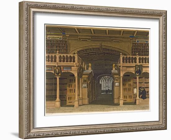 Interior of Bodleian Library, Illustration from 'History of Oxford', engraved by Joseph Stadler-Augustus Charles Pugin-Framed Giclee Print