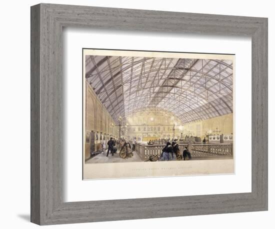 Interior of Charing Cross Station Showing Trains and the Iron Roof, London, C1890-null-Framed Giclee Print