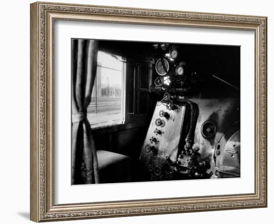 Interior of Class a Steam Locomotive with Fireman's Perch at Norfolk and Western Rail Yard-Walker Evans-Framed Photographic Print