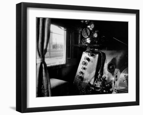 Interior of Class a Steam Locomotive with Fireman's Perch at Norfolk and Western Rail Yard-Walker Evans-Framed Photographic Print