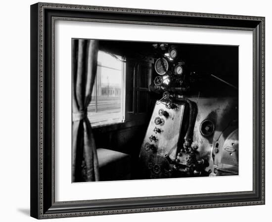 Interior of Class a Steam Locomotive with Fireman's Perch at Norfolk and Western Rail Yard-Walker Evans-Framed Photographic Print