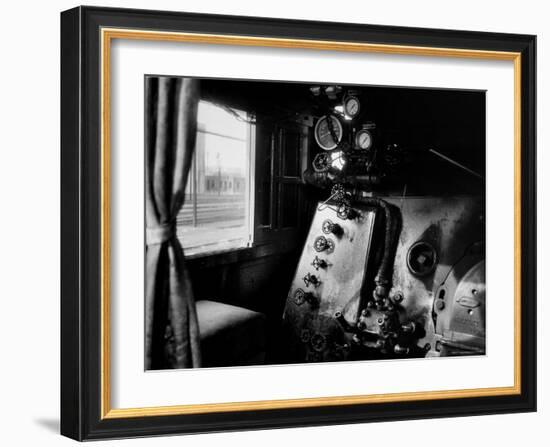 Interior of Class a Steam Locomotive with Fireman's Perch at Norfolk and Western Rail Yard-Walker Evans-Framed Photographic Print