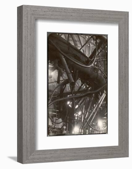 Interior of Corning Glass Plant Reveal a Maze of Pipes, Ducts and Platforms Surrounding Furnaces-Margaret Bourke-White-Framed Photographic Print