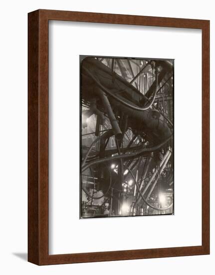 Interior of Corning Glass Plant Reveal a Maze of Pipes, Ducts and Platforms Surrounding Furnaces-Margaret Bourke-White-Framed Photographic Print