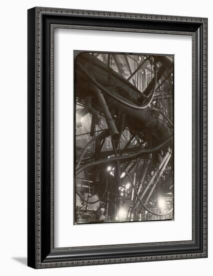 Interior of Corning Glass Plant Reveal a Maze of Pipes, Ducts and Platforms Surrounding Furnaces-Margaret Bourke-White-Framed Photographic Print