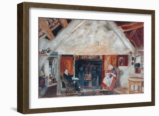 Interior of Cruck Cottage, Possibly Shipley Glen-null-Framed Giclee Print