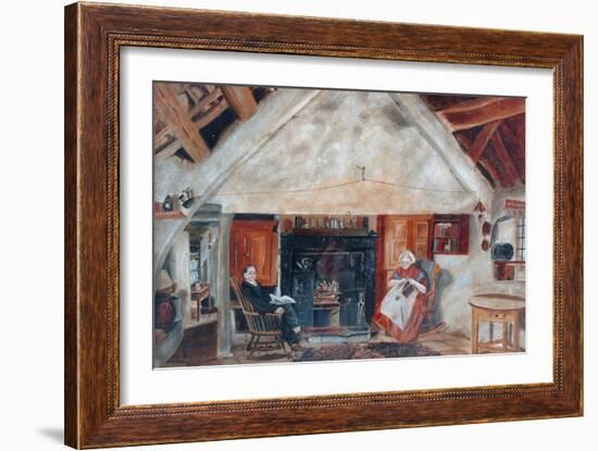 Interior of Cruck Cottage, Possibly Shipley Glen-null-Framed Giclee Print