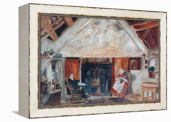 Interior of Cruck Cottage, Possibly Shipley Glen-null-Framed Premier Image Canvas