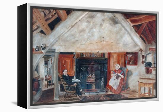 Interior of Cruck Cottage, Possibly Shipley Glen-null-Framed Premier Image Canvas