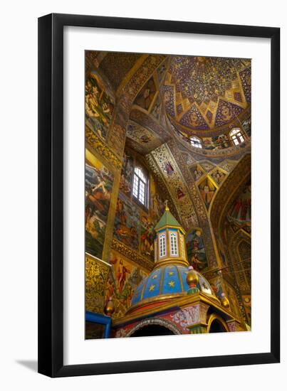 Interior of dome of Vank (Armenian) Cathedral with Archbishop's throne in foreground, Isfahan, Iran-James Strachan-Framed Photographic Print