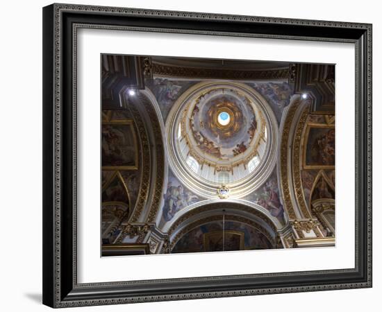 Interior of Dome, St. Paul's Cathedral, Mdina, Malta, Europe-Nick Servian-Framed Photographic Print