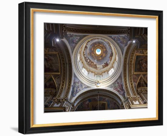 Interior of Dome, St. Paul's Cathedral, Mdina, Malta, Europe-Nick Servian-Framed Photographic Print