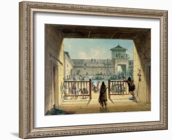 Interior of Fort Laramie, 1858-60-Alfred Jacob Miller-Framed Giclee Print