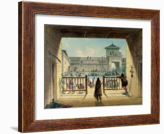 Interior of Fort Laramie, 1858-60-Alfred Jacob Miller-Framed Giclee Print