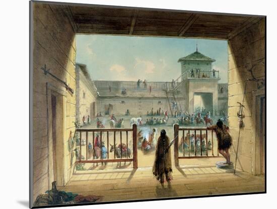 Interior of Fort Laramie, 1858-60-Alfred Jacob Miller-Mounted Giclee Print